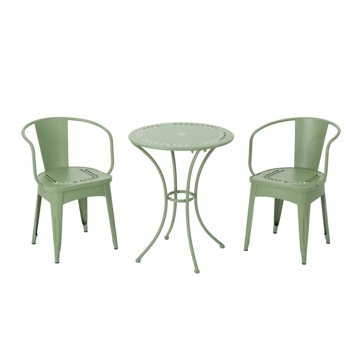 Ambrosia - 3 Piece Bistro Set With Leaf Motifs Top And Seat
