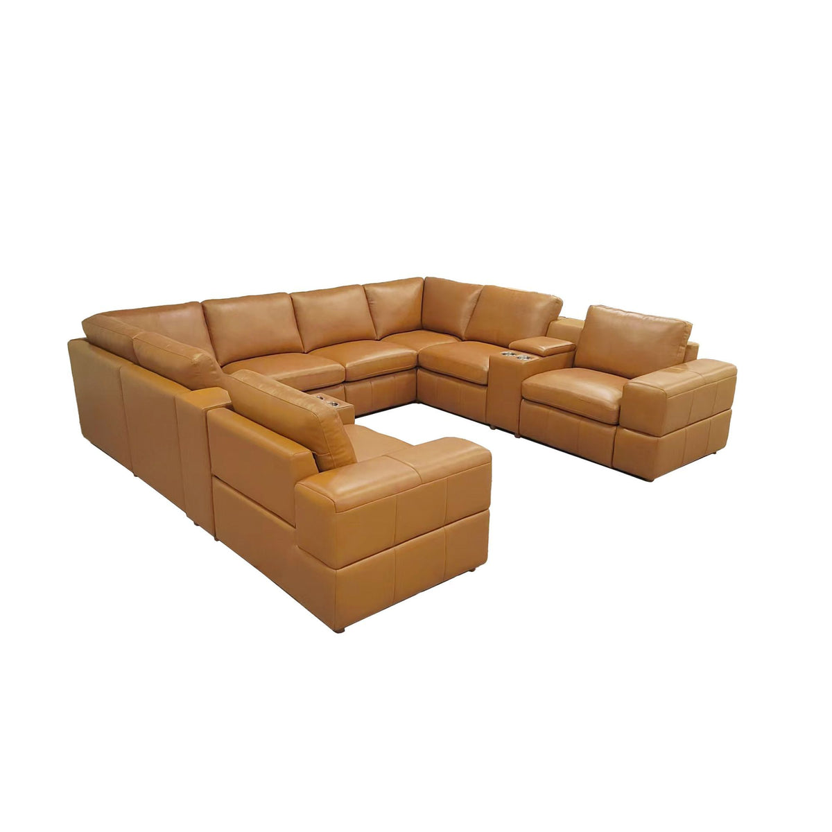 Upholstered Large Arms Sectional With Recliner Seats
