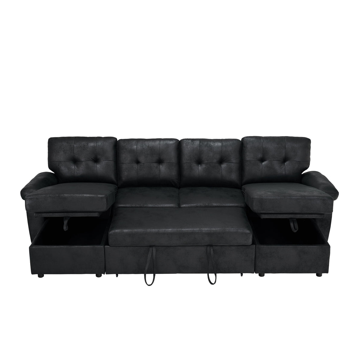 Convertible Sectional Sofa Bed With Pull Out Sleeper And Storage