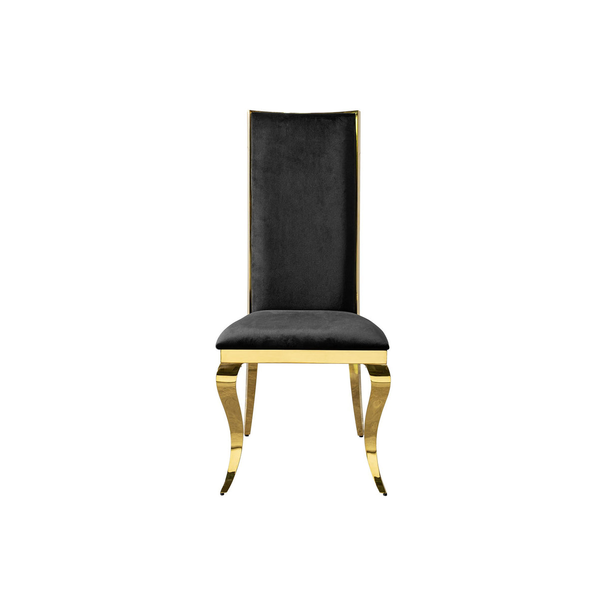 Dining Chair (Set of 2) With Unique Backrest Stainless Steel Legs - Gold
