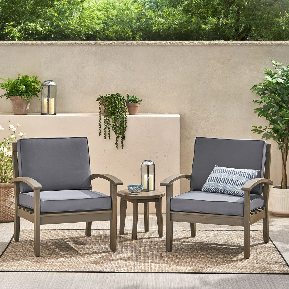 Peyton Club Chair Outdoor Seating Acacia Wood 32.25 X 28.00 X 31.25"