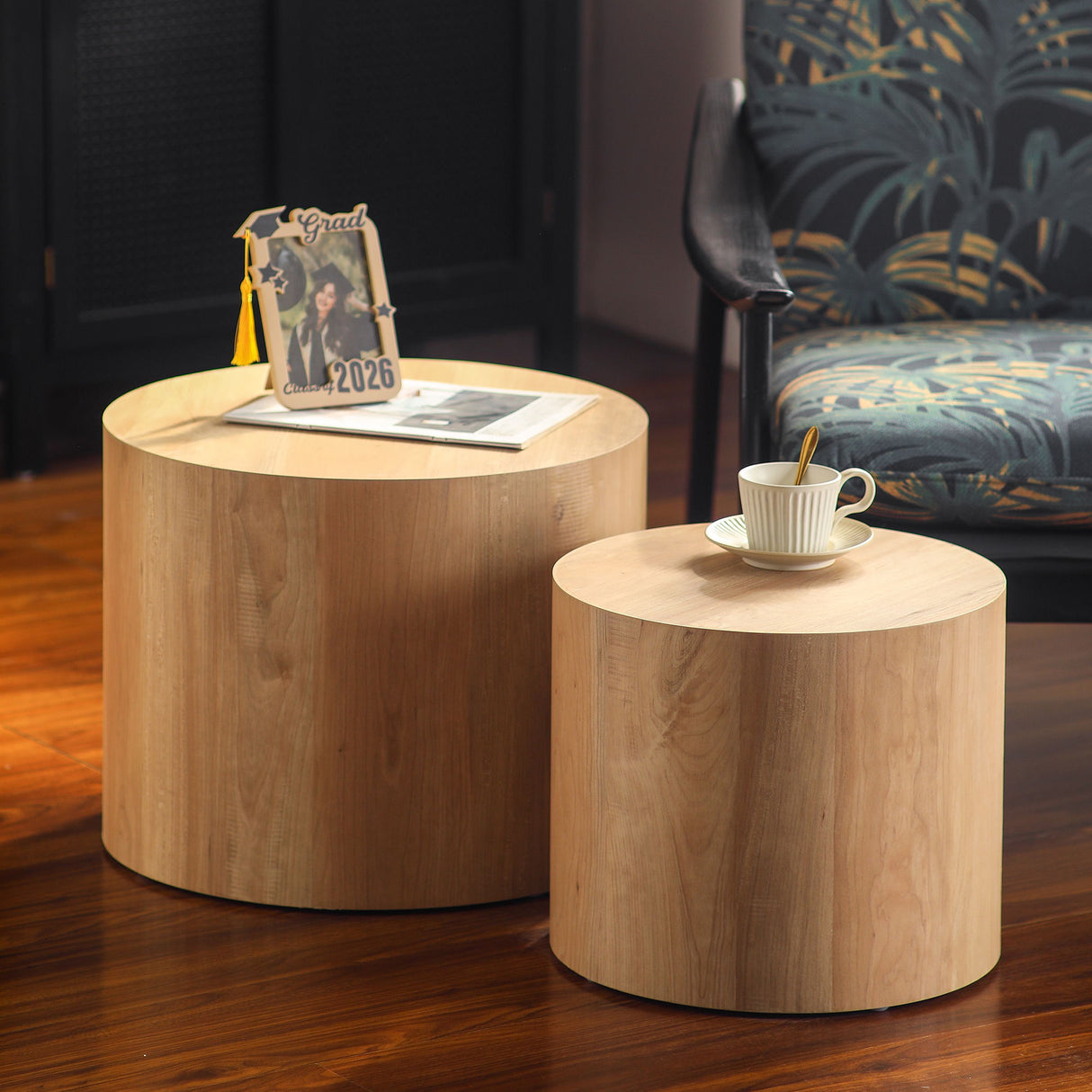 Modern Round Nesting Coffee Table (Set of 2)