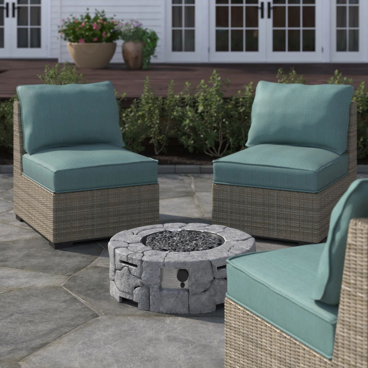 Outdoor Fire Pit Garden Heater Concrete Propane Gas Burning