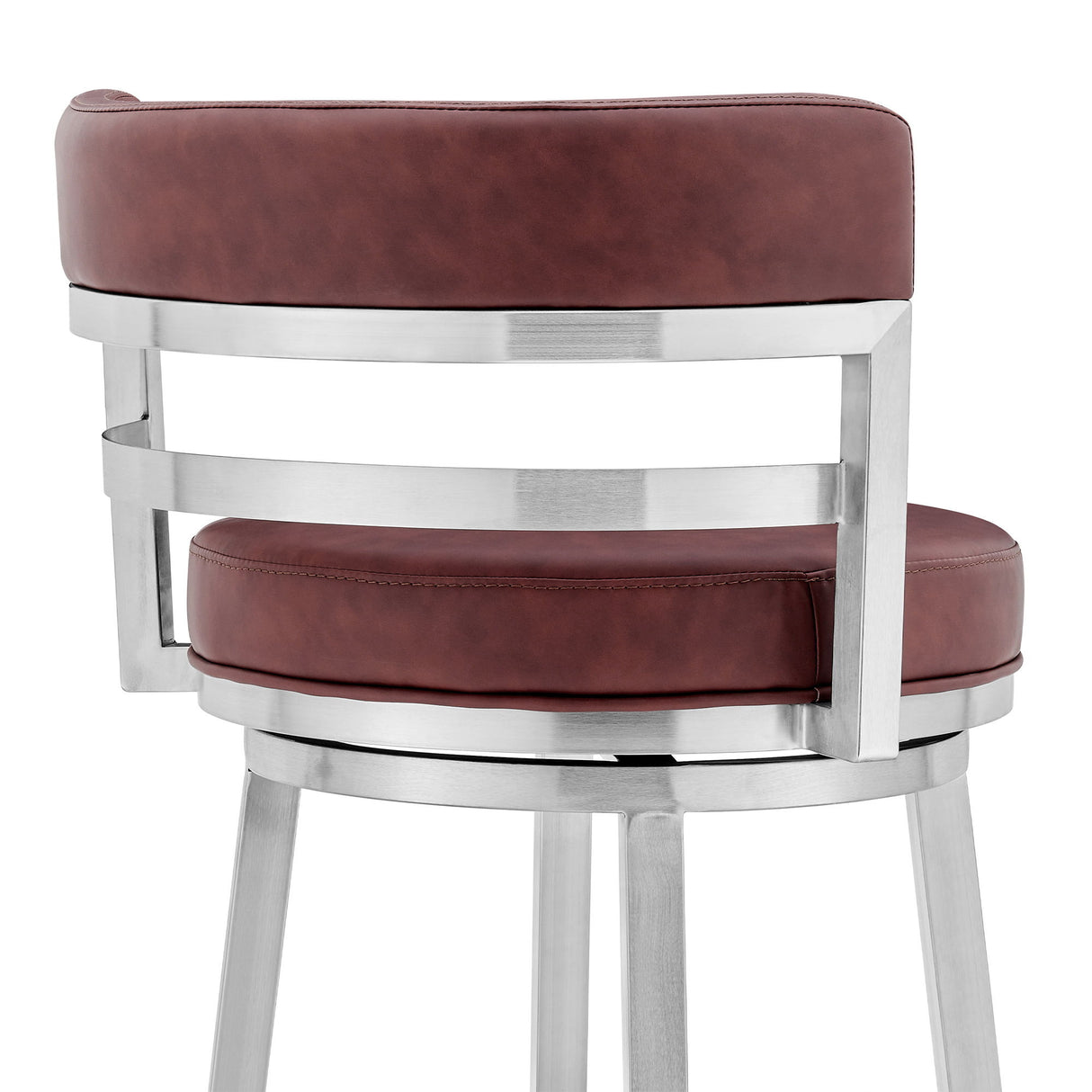Titana - Swivel Faux Leather And Brushed Stainless Steel Bar Stool