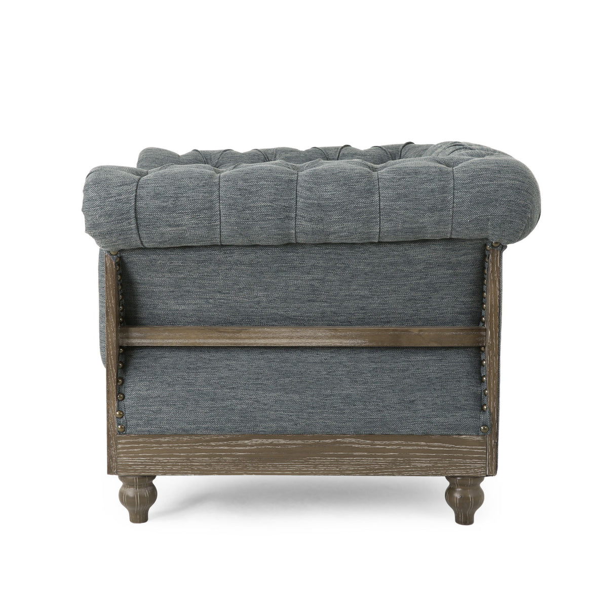 Fabric Upholstered Club Chair With Scrolled Tuxedo Arms - Charcoal