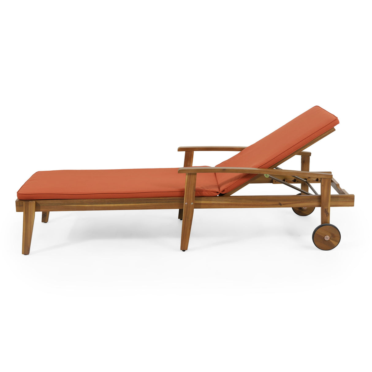 Jason - Chaise Lounge Acacia Wood Adjustable Outdoor Chair - Orange