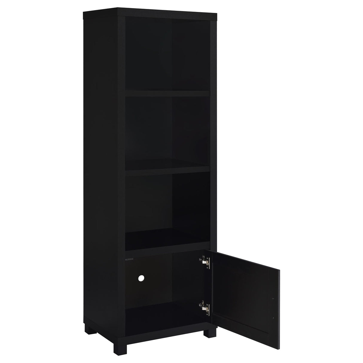 Sandl - 3 Shelf Media Tower With Cabinet Storage Solution - Black