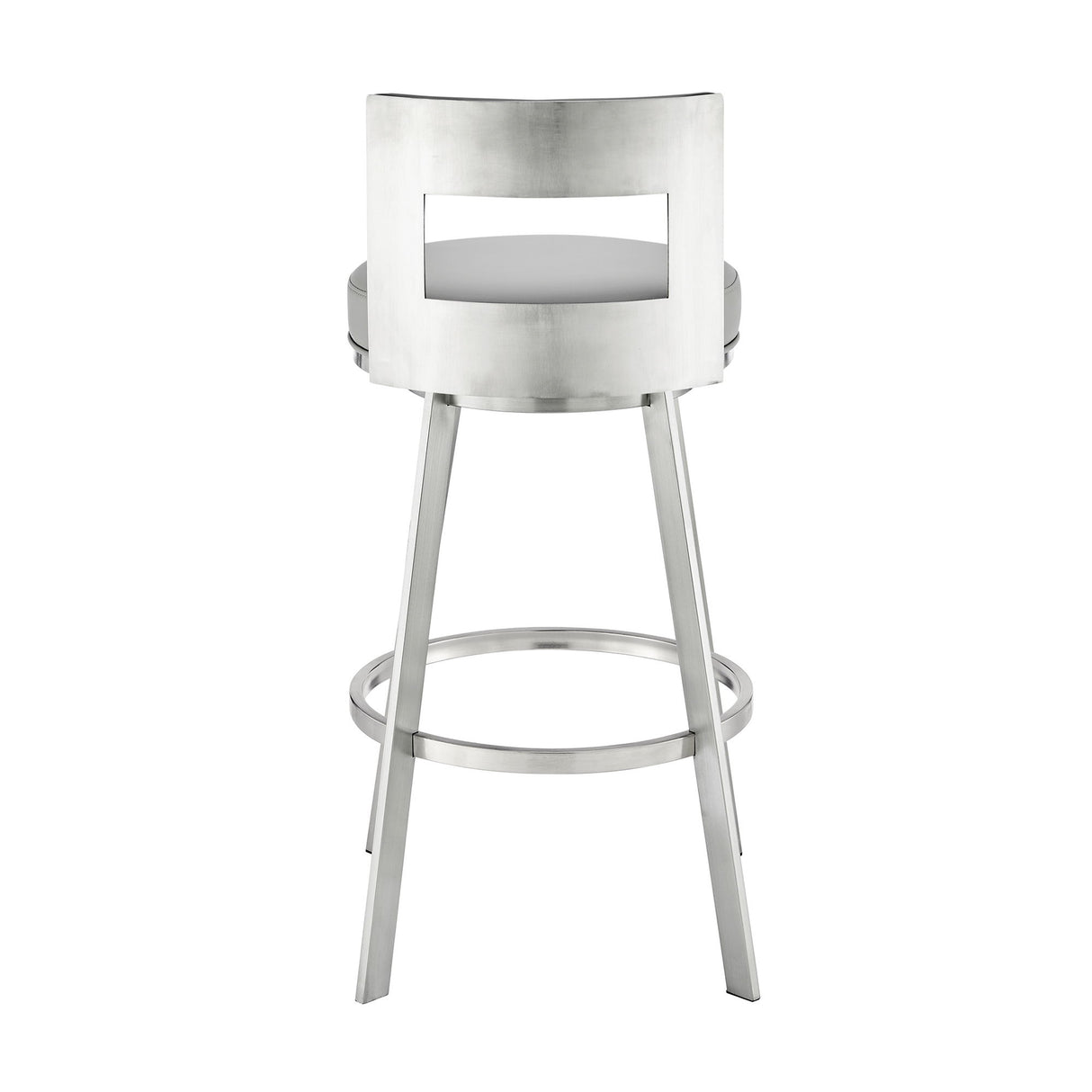 Lynof - Swivel Bar Stool - Brushed Stainless Steel Finish