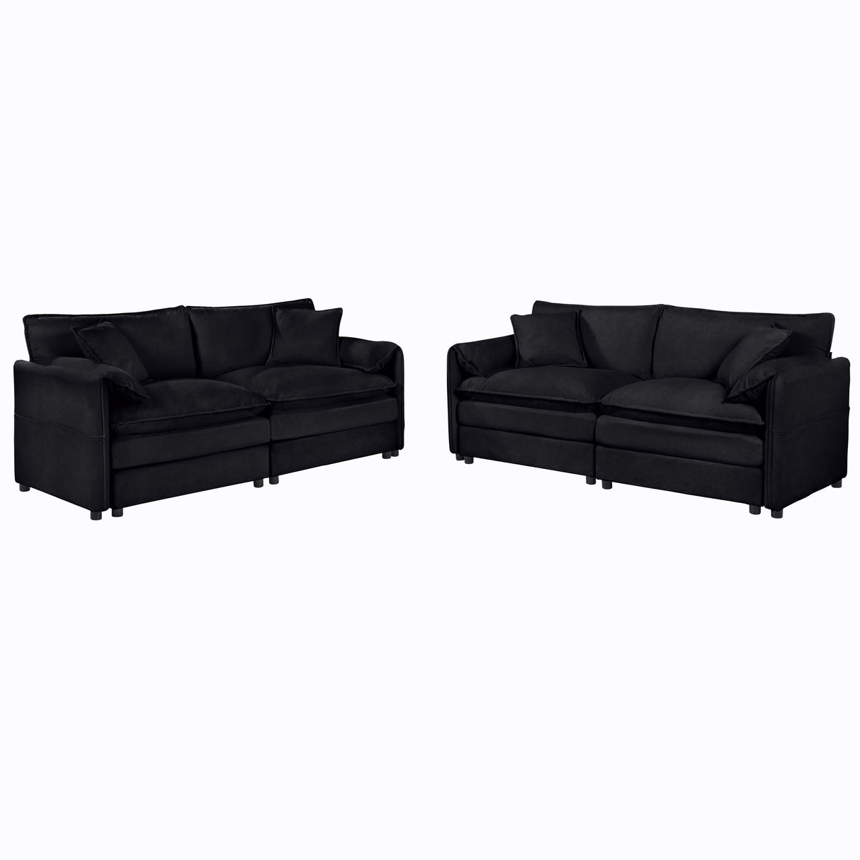 Modern Oversized Deep Seat Luxury 2 Piece Sofa Set With 4 Pillows