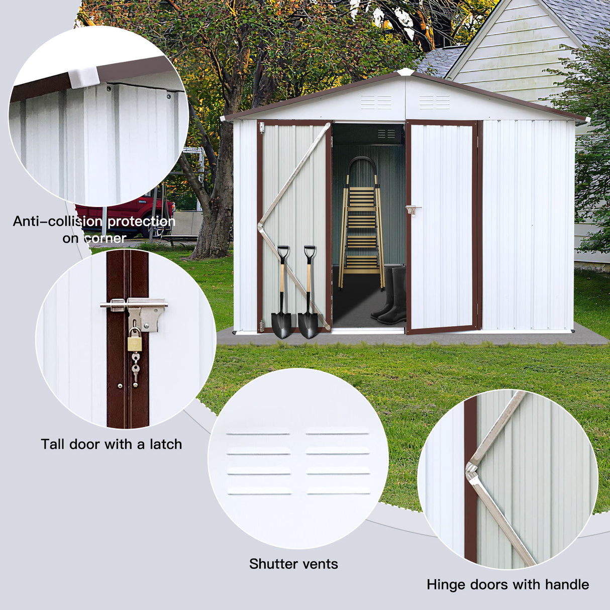 Storage Shed Garden Building Waterproof Metal Outdoor Utility 10x8ft