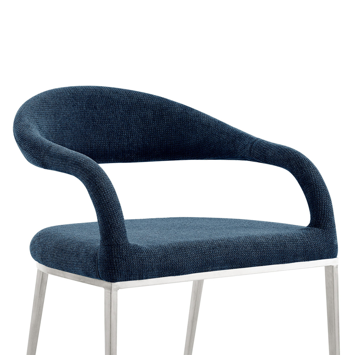 Morgan - Upholstered Dining Chair (Set of 2) - Brushed Silver / Blue