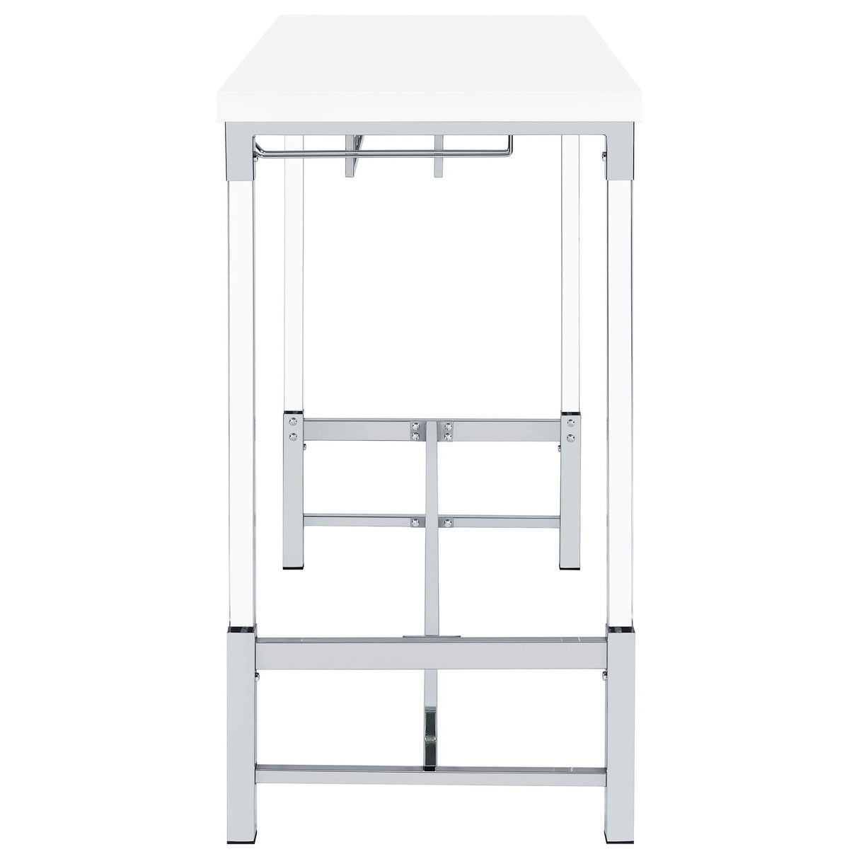 Tonneson - Bar Table With Trestle Base And Wine Storage - White