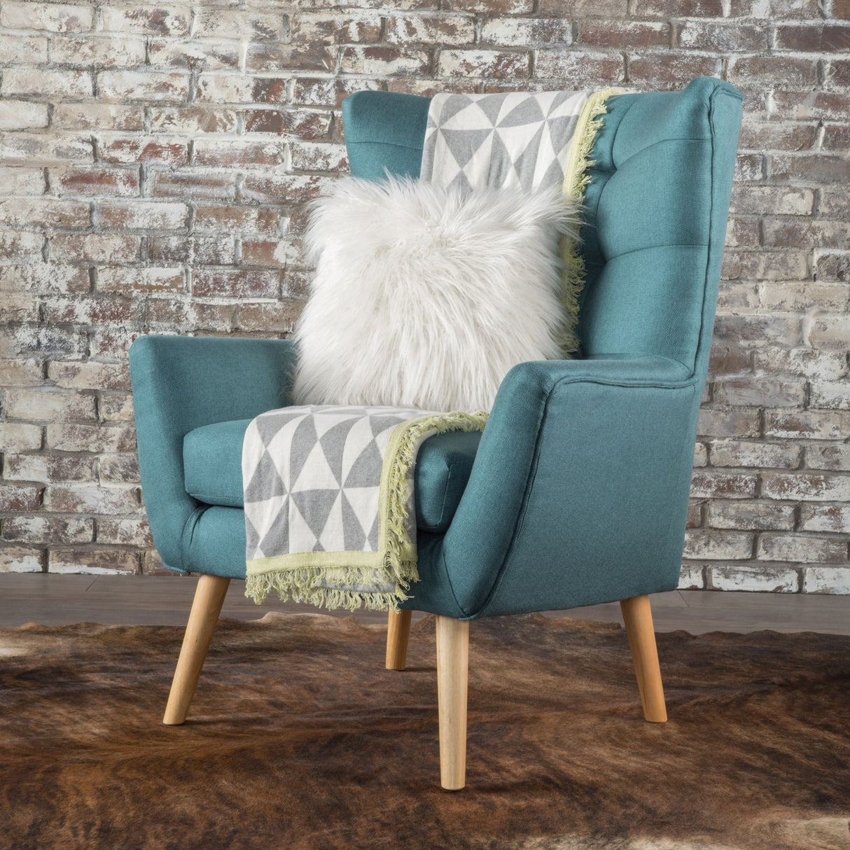 Club Chair With Rubberwood Legs