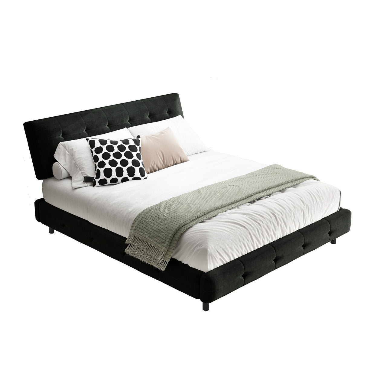 Tufted Headboard With Extra-Large Ultra-Soft Cloud Pillow Design