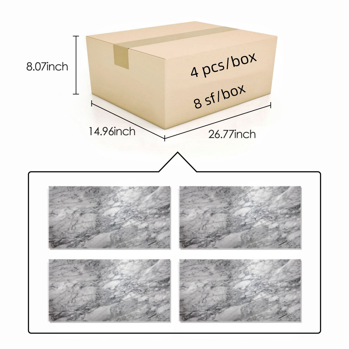 Natural Marble Polished Tile For Wall And Floor (Set of 4)