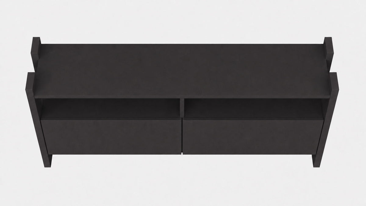 TV Stand For TVs Up To 55" With Open Shelves And 2 Drawers - Carbon Gray