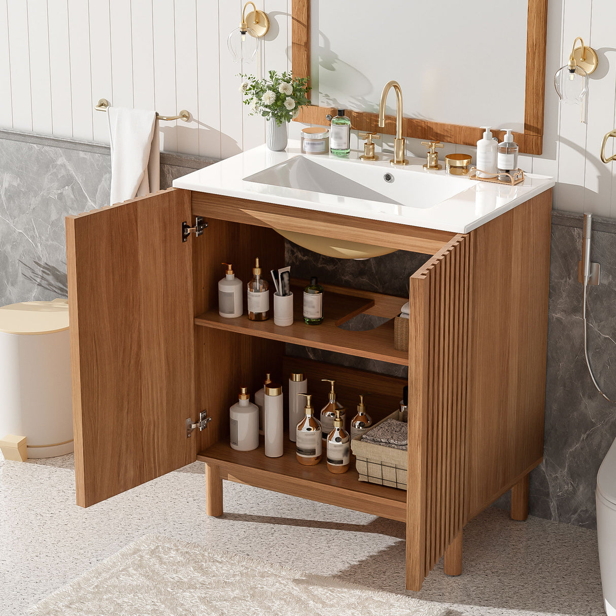 Traditional Bathroom Vanity With Ceramic Sink