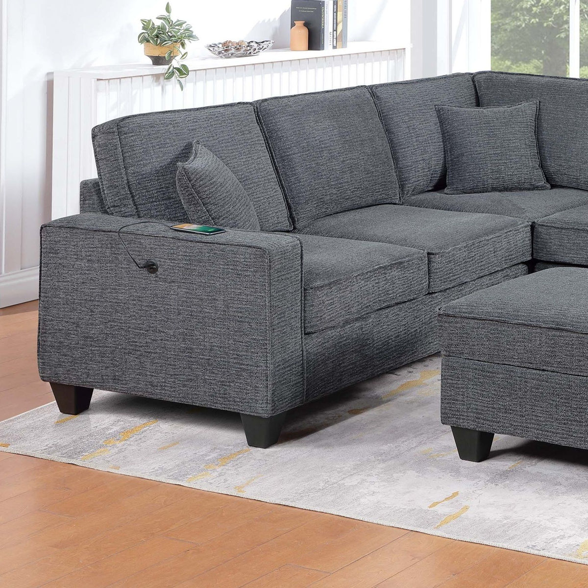 5 Piece Sectional Set With Left Arm Loveseat With USB Port