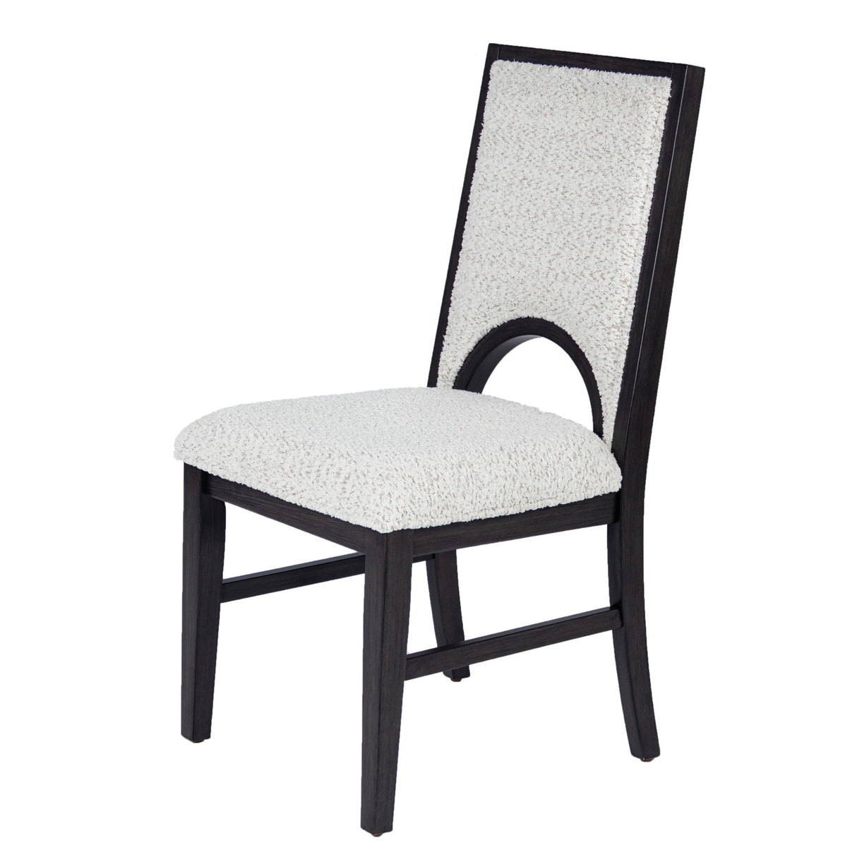 7 Piece Set, Trestle Dining Table And 6 Side Chairs With Cutout Back - Black / Charcoal / White