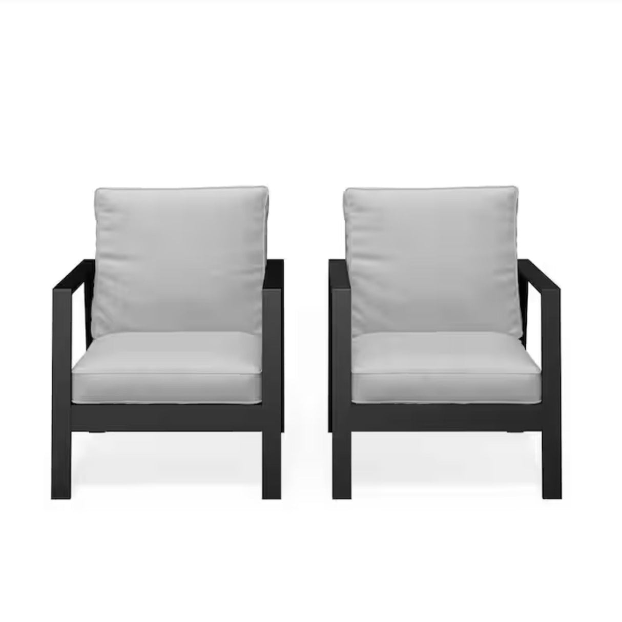 5 Seat Outdoor Patio Furniture Set, Thick Cushions & Coffee Table - Black / Gray