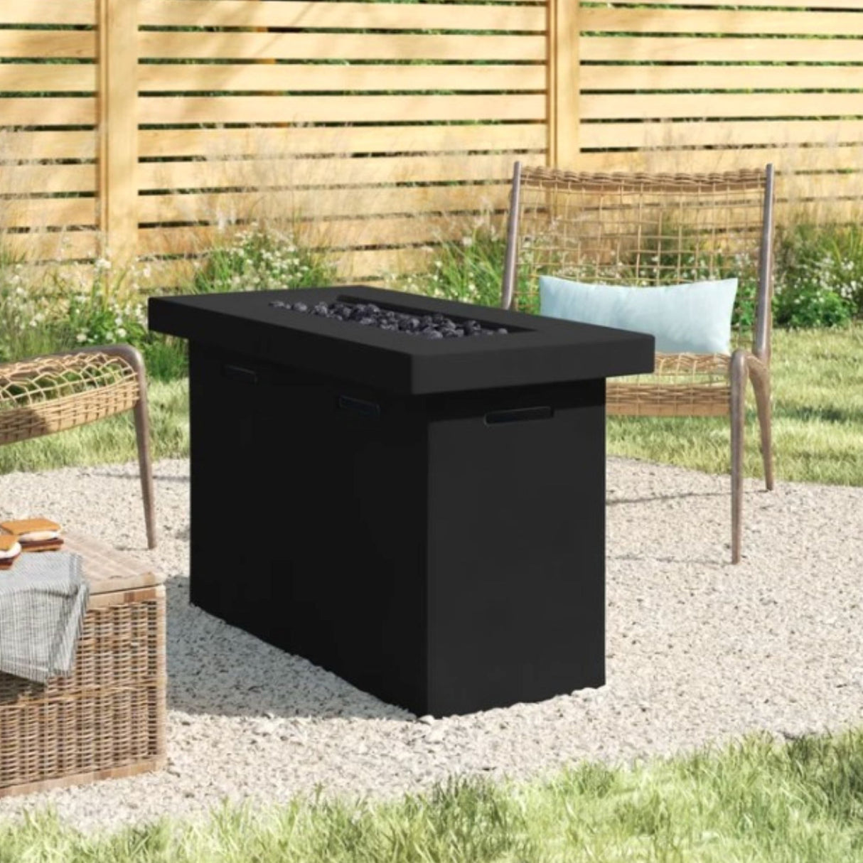 Propane Fire Pit Table Outdoor Patio Heater Reinforced Cement 42x25in