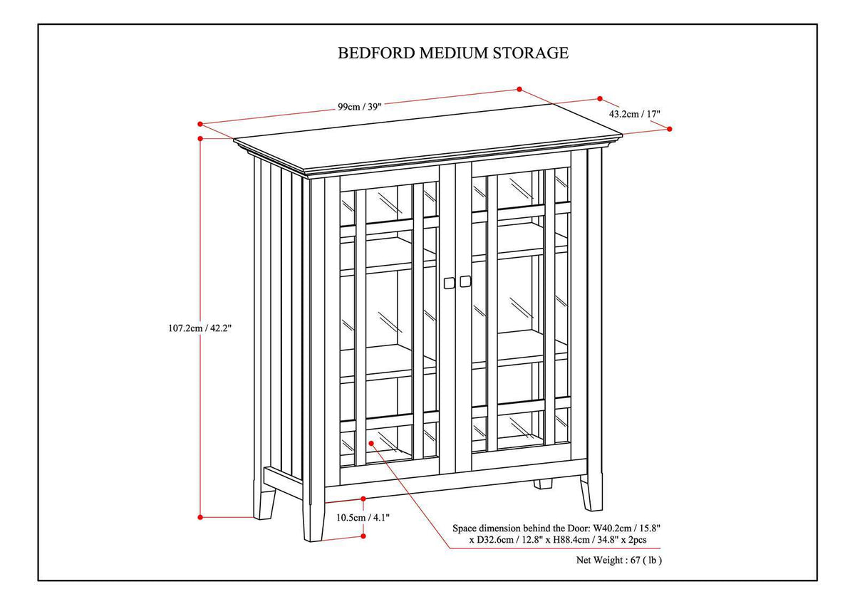 Bedford - Medium Storage Cabinet - Dark Brown