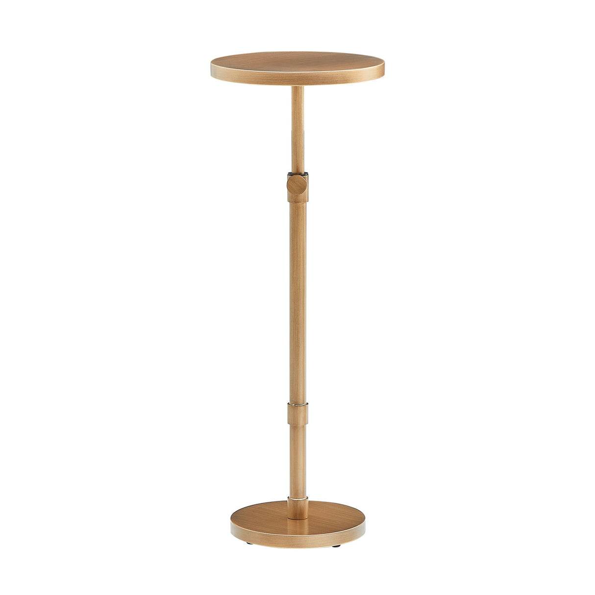 Morven - Adjustable Height Accent Table With Round Top - Antique Brass