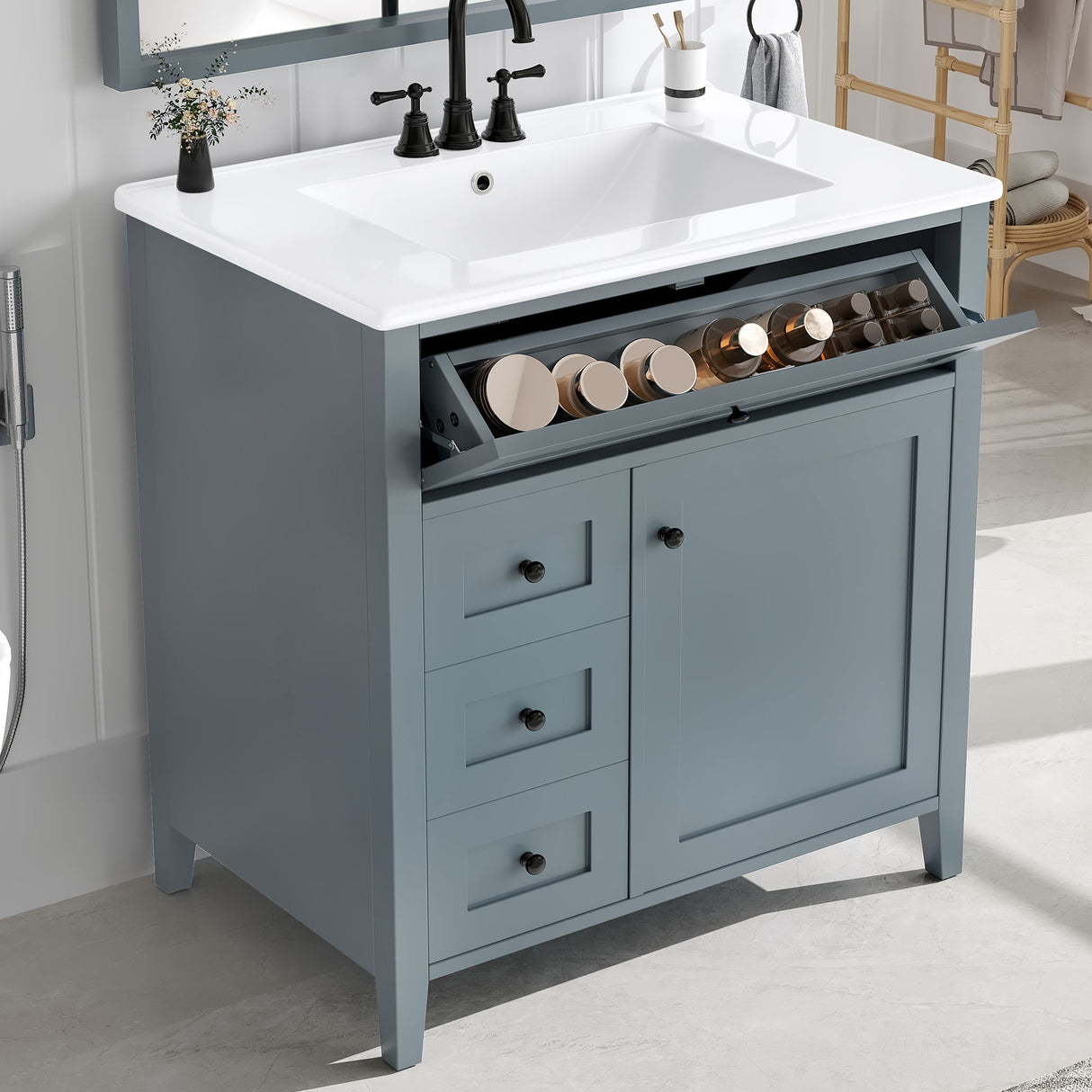 Bathroom Vanity With Sink, 3 Drawers And Adjustable Shelf, Freestanding Storage Unit