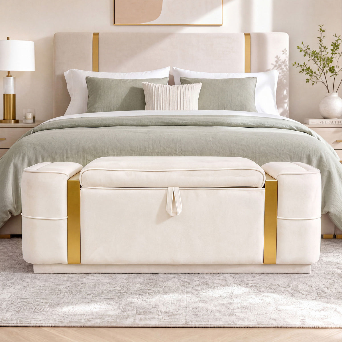 Storage Bench Upholstered Ottoman Bed End Bench With Lift Top Storage