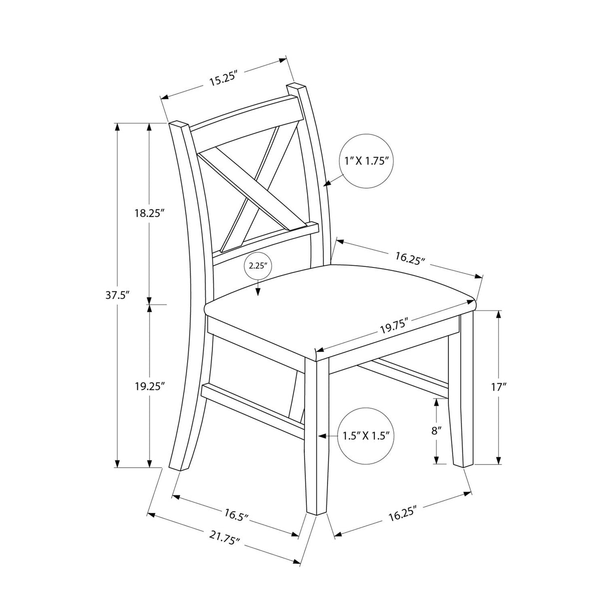 Dining Chair Side, Upholstered For Dining Room, Transitional (Set of 2)