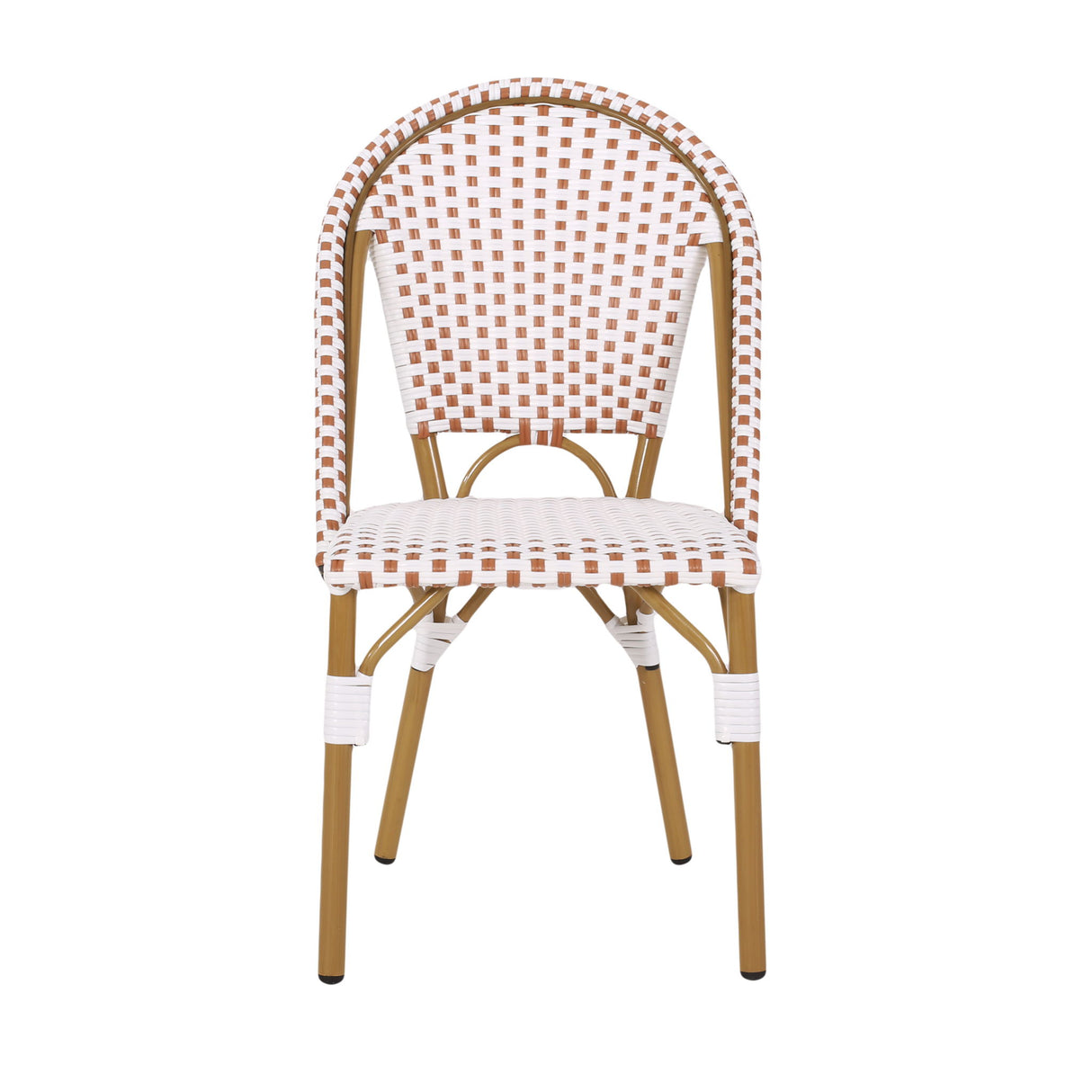 Outdoor Rattan And Aluminum French Bistro Chairs (Set of 2) Bamboo Print - Rust Red / White