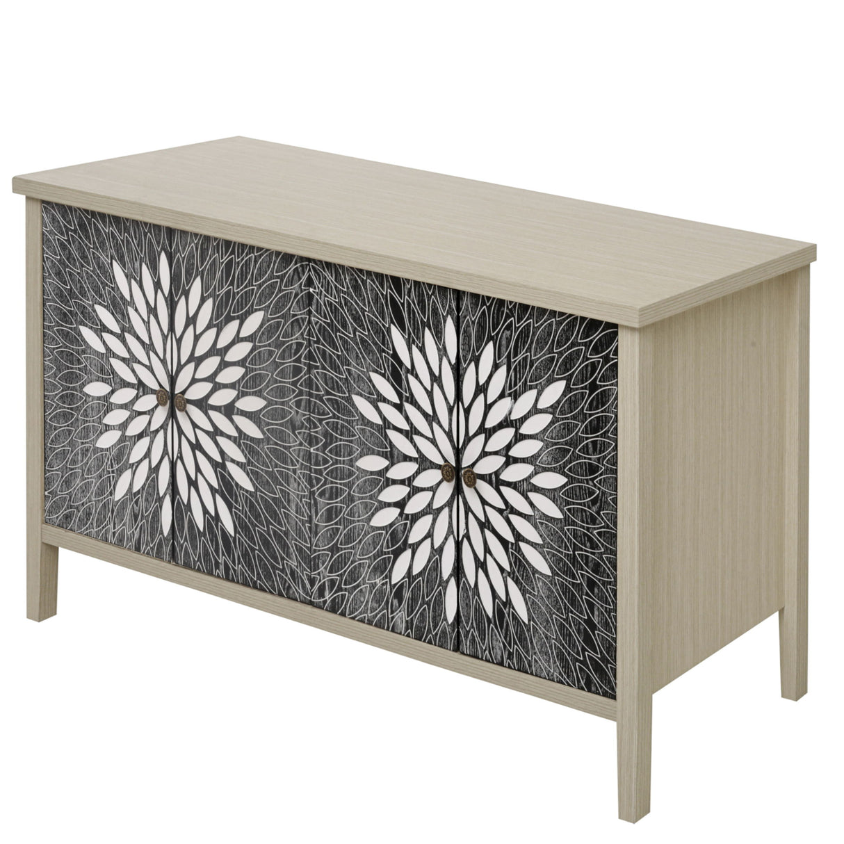Sideboard Buffet Cabinet Carved 4 Door Storage 58in x 32in
