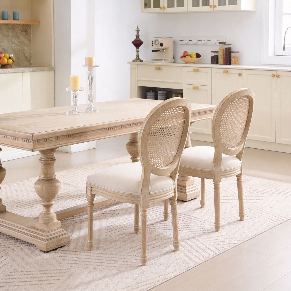 French Country Dining Chairs & Round Back (Set of 2)