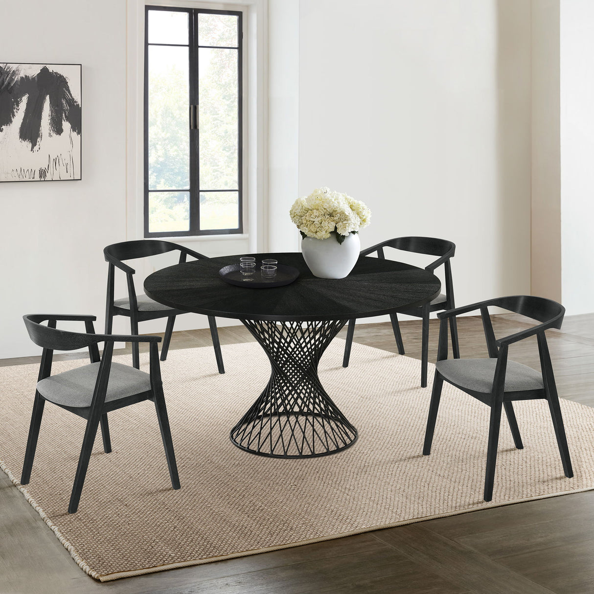 Cirque Santana - 5 Piece Dining Table Set - Charcoal / Black