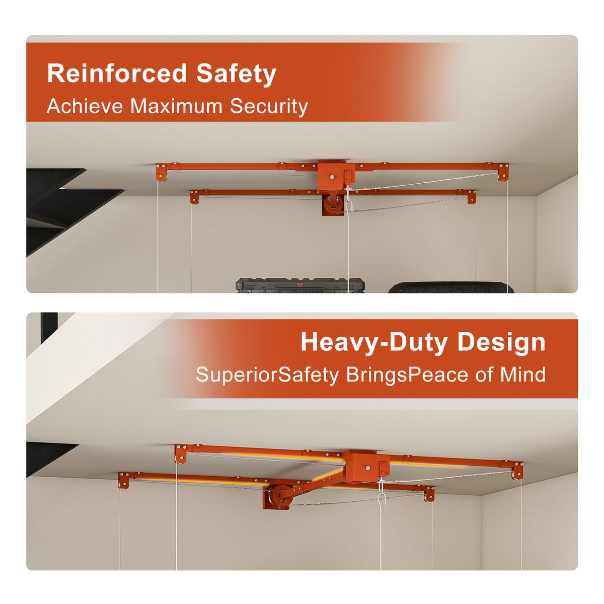 Overhead Garage Storage Rack For High Ceilings - Orange