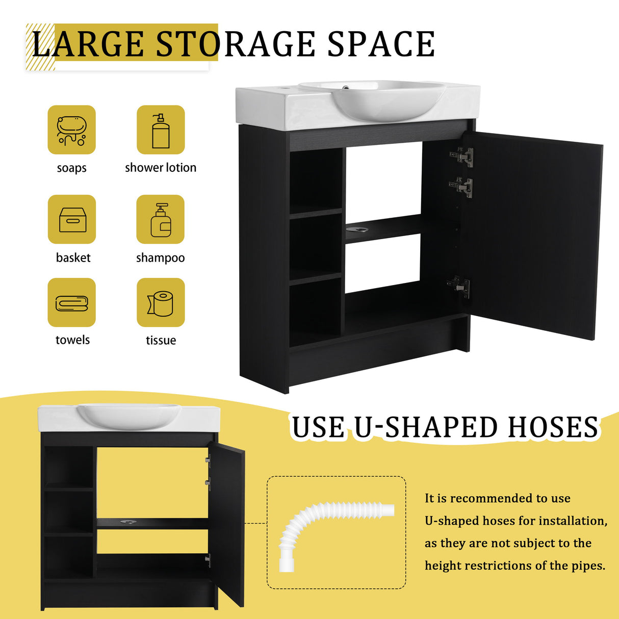 Freestanding Bathroom Vanity With Sink, Soft Close Door