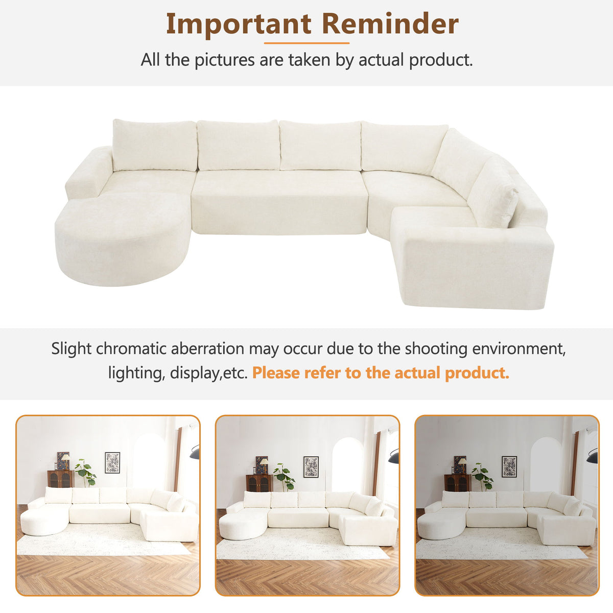 U-Shaped Oversized Modular Cloud Sectional Sofa With Deep Seat For Living Room