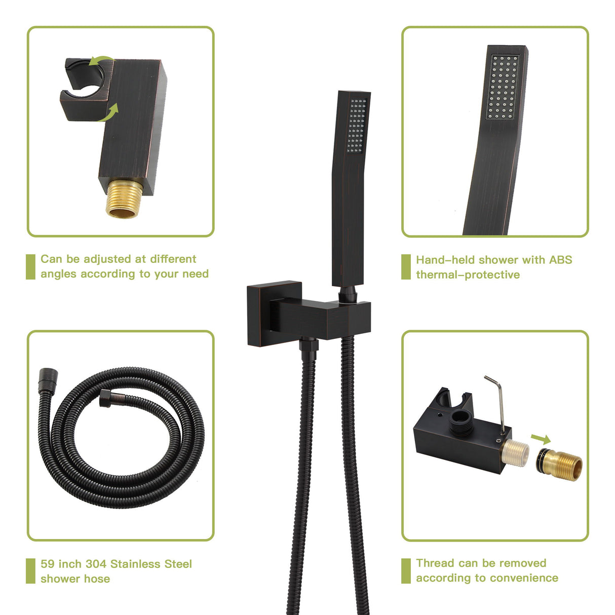 Wall Mounted Square Shower System With Waterfall Tub Spout And 12" Shower Head - Oil-Rubbed Bronze