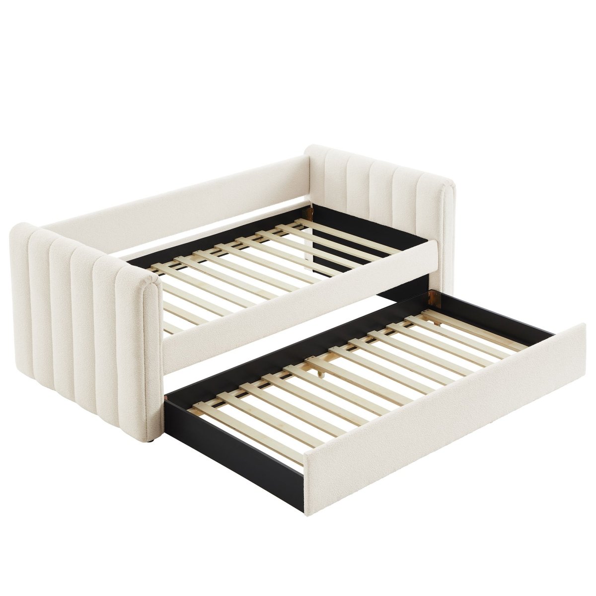 Channel Tufted Bouclé Twin Daybed with Pull - Out Trundle - Platform Bed available at Alpine Outlets in Denver