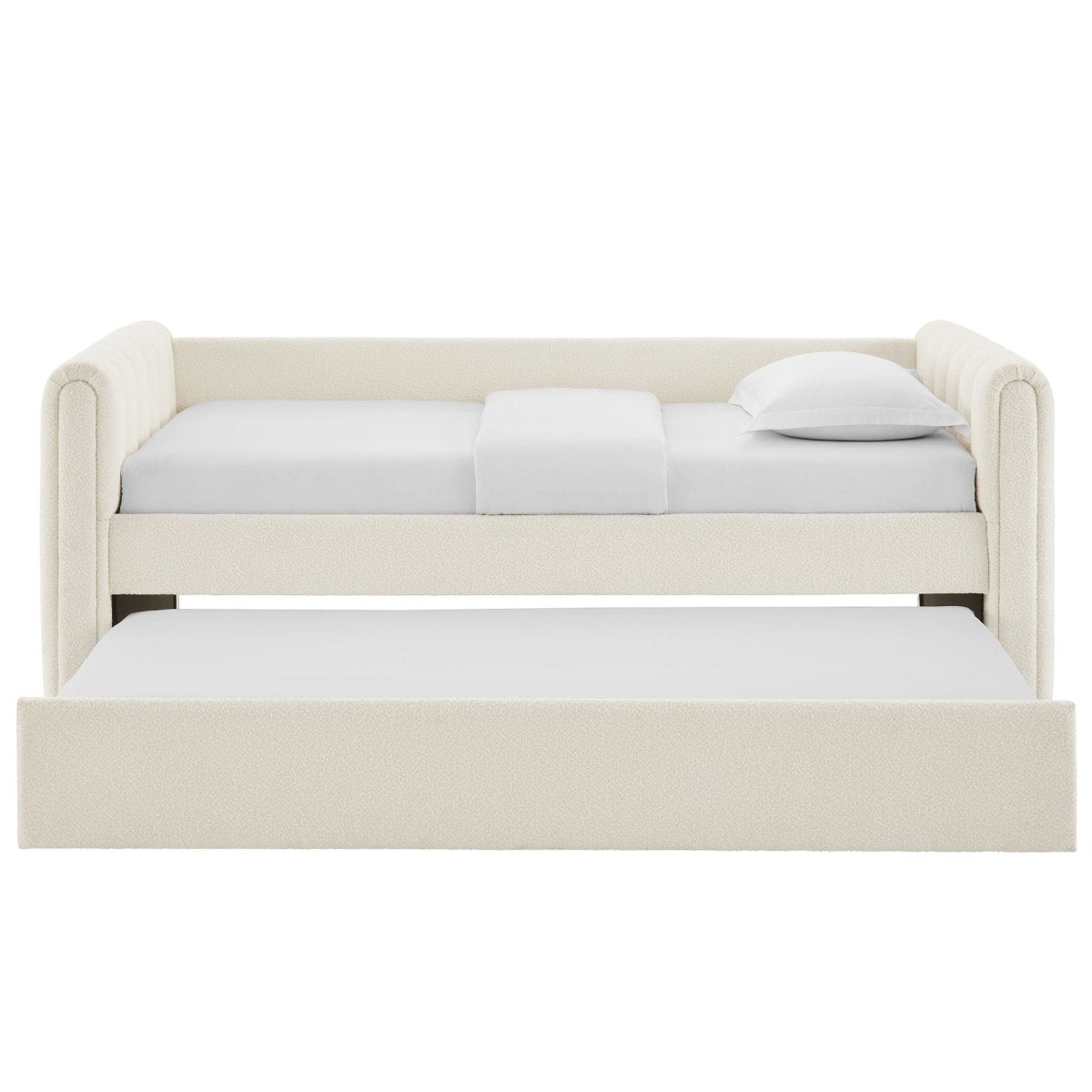 Channel Tufted Bouclé Twin Daybed with Pull - Out Trundle - Platform Bed available at Alpine Outlets in Denver