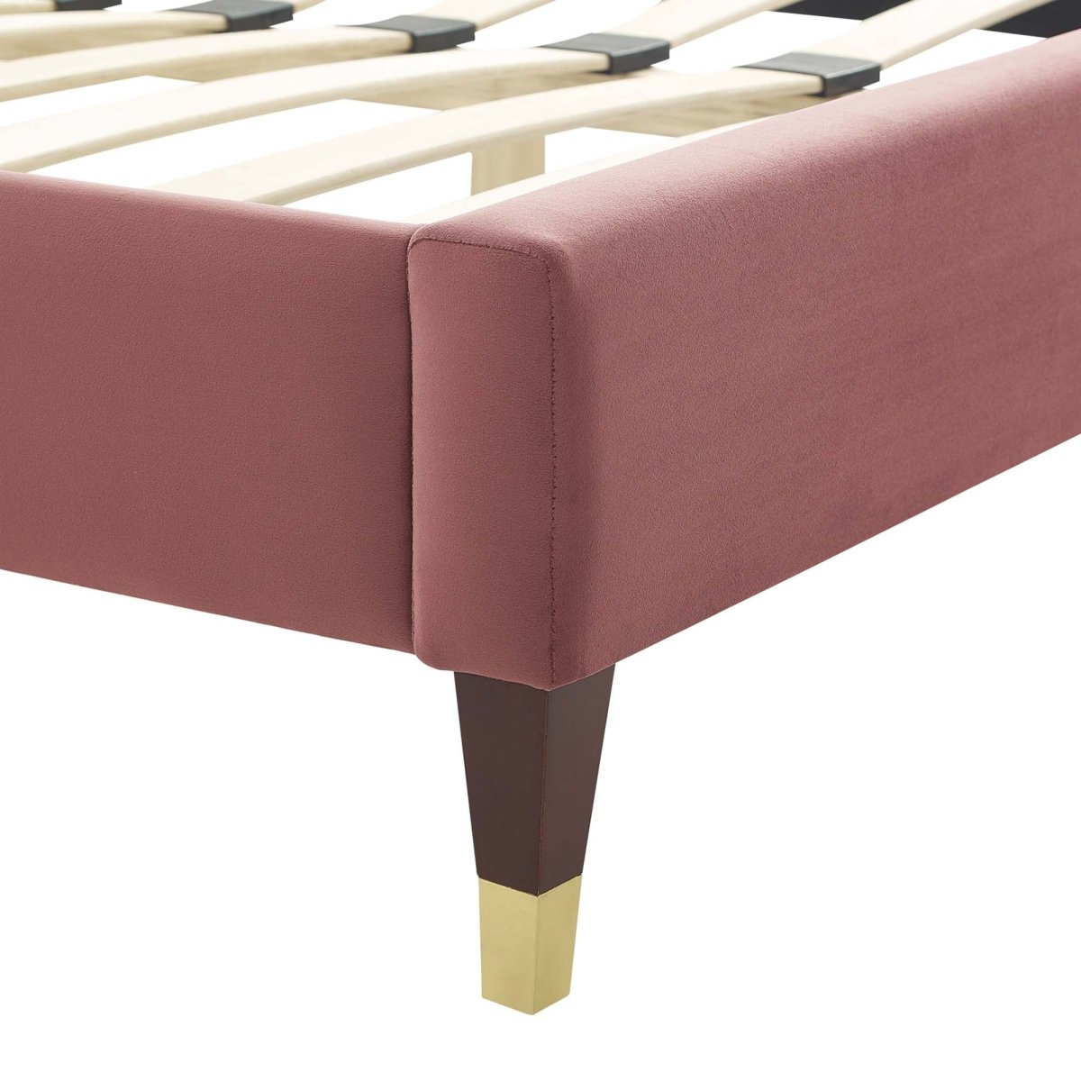 Channel Tufted Performance Velvet King Platform Bed with Curved Silhouette - Platform Bed available at Alpine Outlets in Denver
