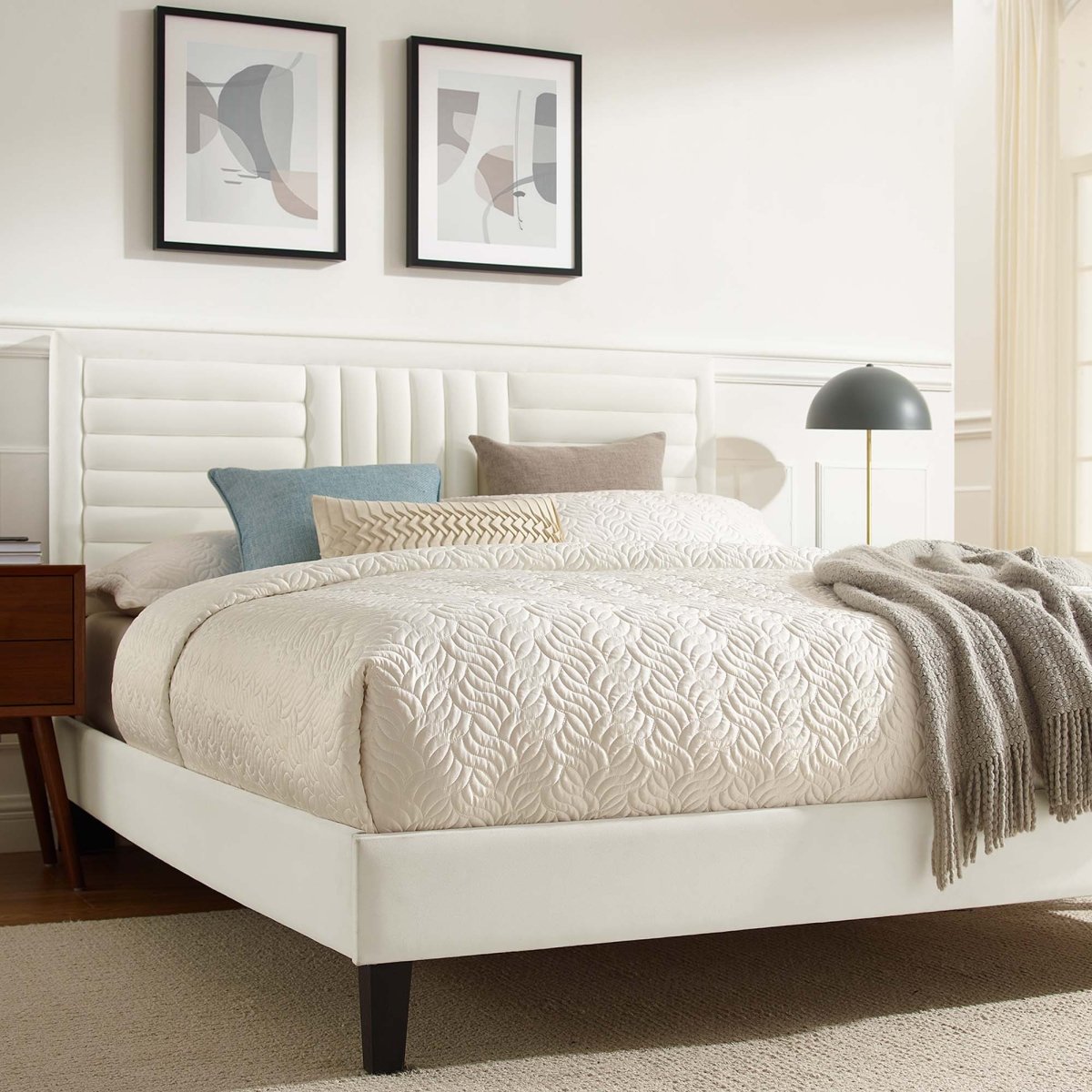 Channel Tufted Performance Velvet Platform Bed - Platform Bed available at Alpine Outlets in Denver