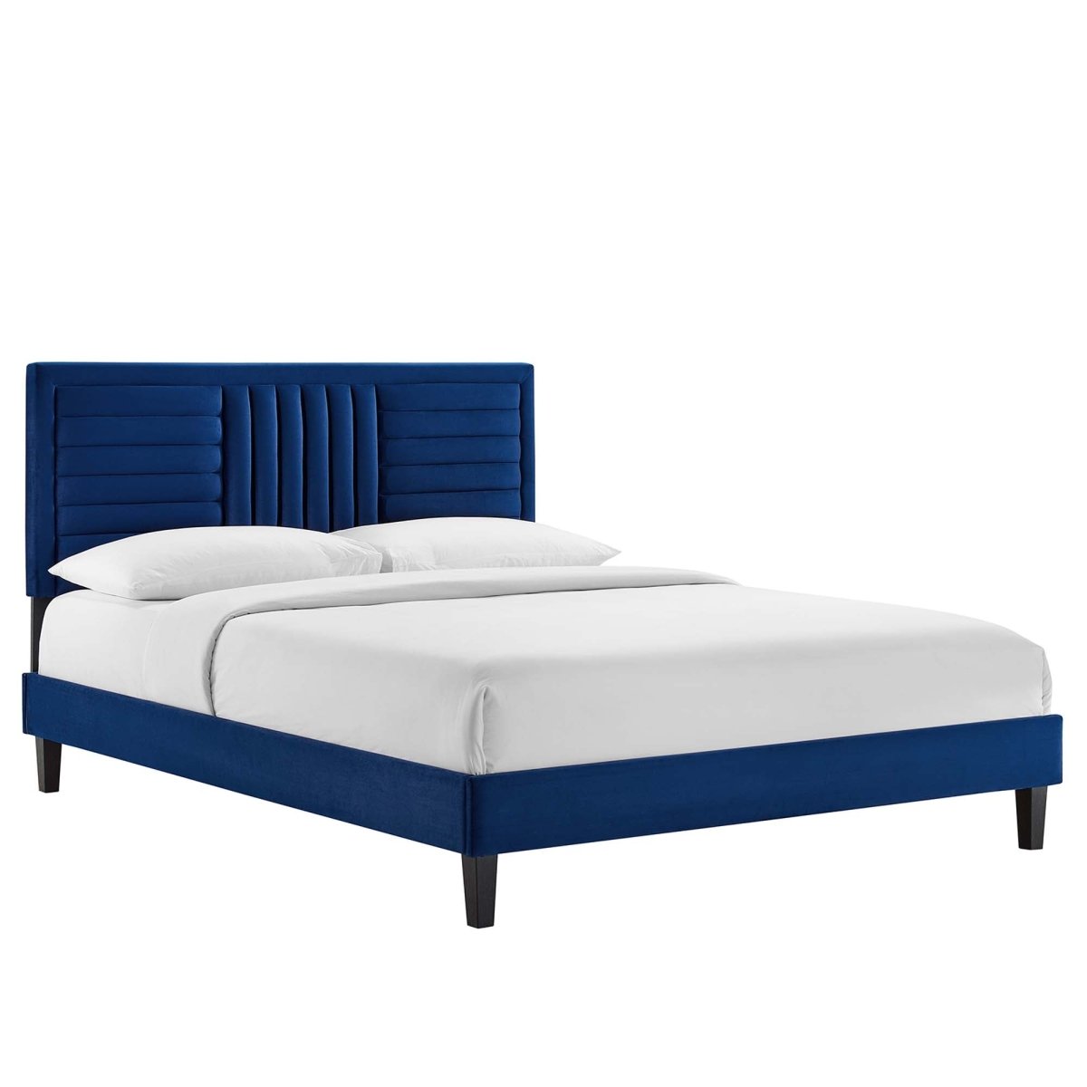 Channel Tufted Performance Velvet Platform Bed - Platform Bed available at Alpine Outlets in Denver