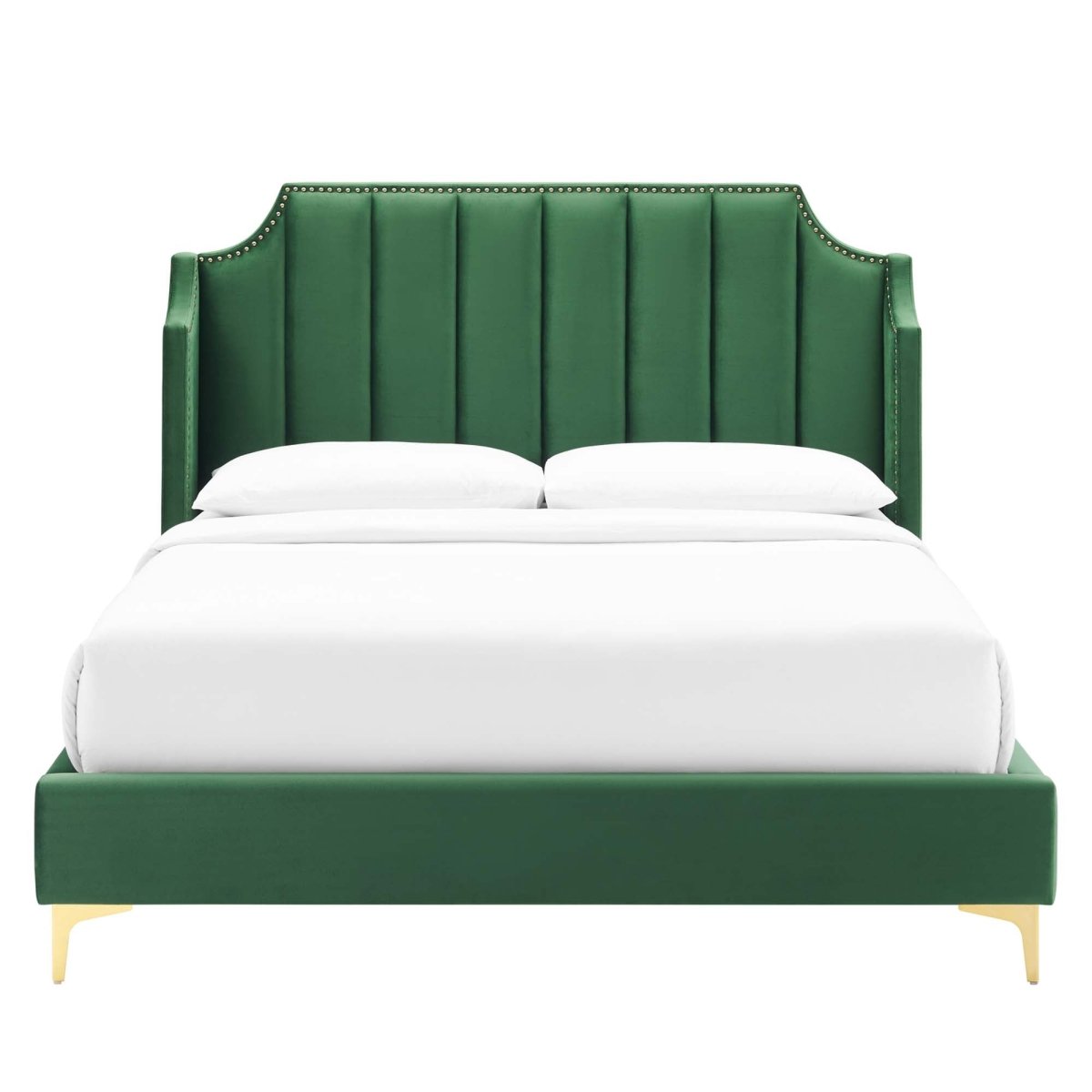Channel Tufted Performance Velvet Wingback Queen Platform Bed - Platform Bed available at Alpine Outlets in Denver