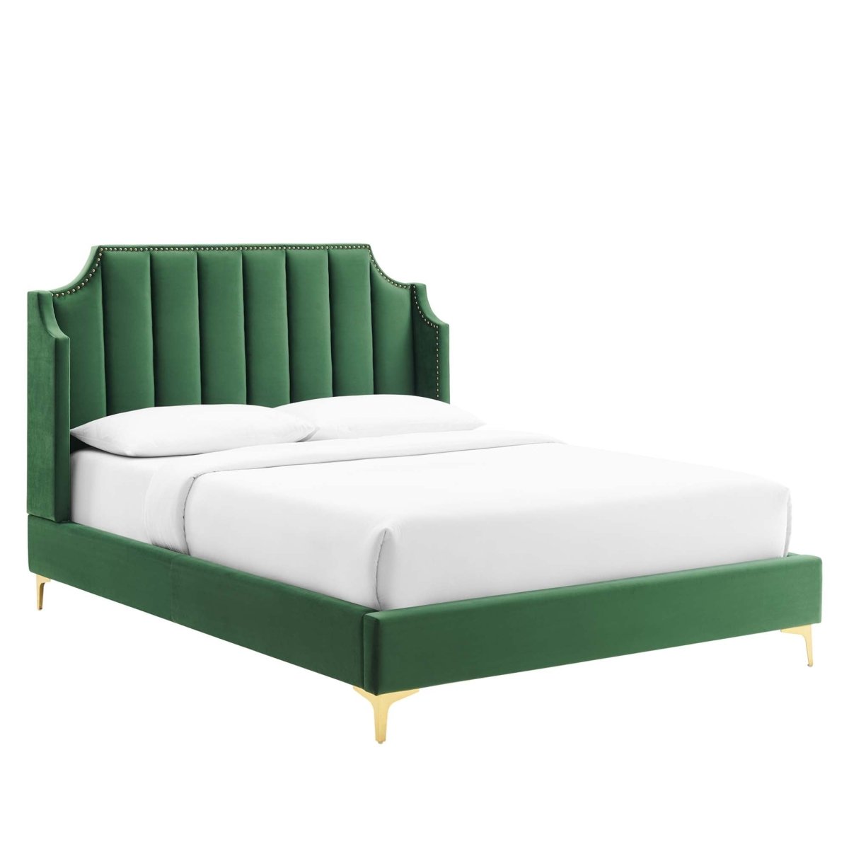 Channel Tufted Performance Velvet Wingback Queen Platform Bed - Platform Bed available at Alpine Outlets in Denver
