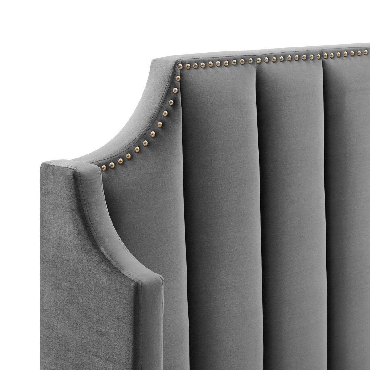 Channel Tufted Performance Velvet Wingback Queen Platform Bed - Platform Bed available at Alpine Outlets in Denver
