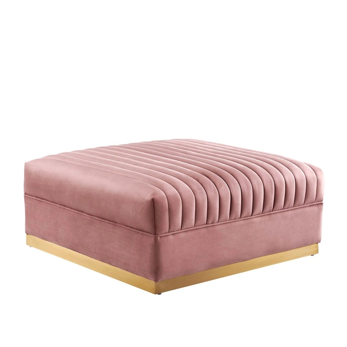 Channel Tufted Velvet Ottoman – Gold Base 36 Inch - Ottomans available at Alpine Outlets in Denver