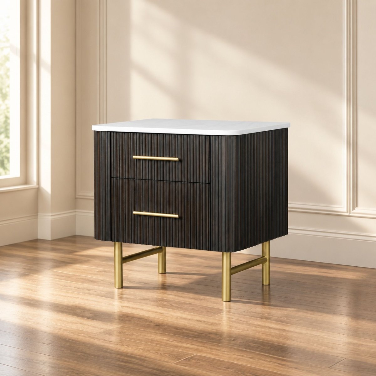 Clayten - Nightstand - Espresso / White Marble - Accent Nightstands available at Alpine Outlets in Denver