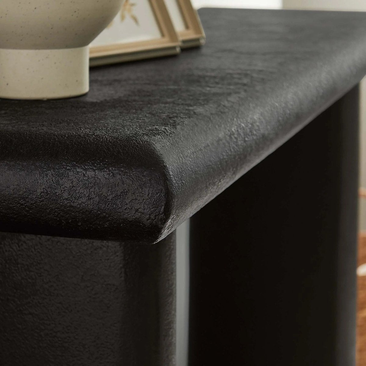 Concrete Textured Console Table with Wood Base – 52 Inch - Ottomans available at Alpine Outlets in Denver