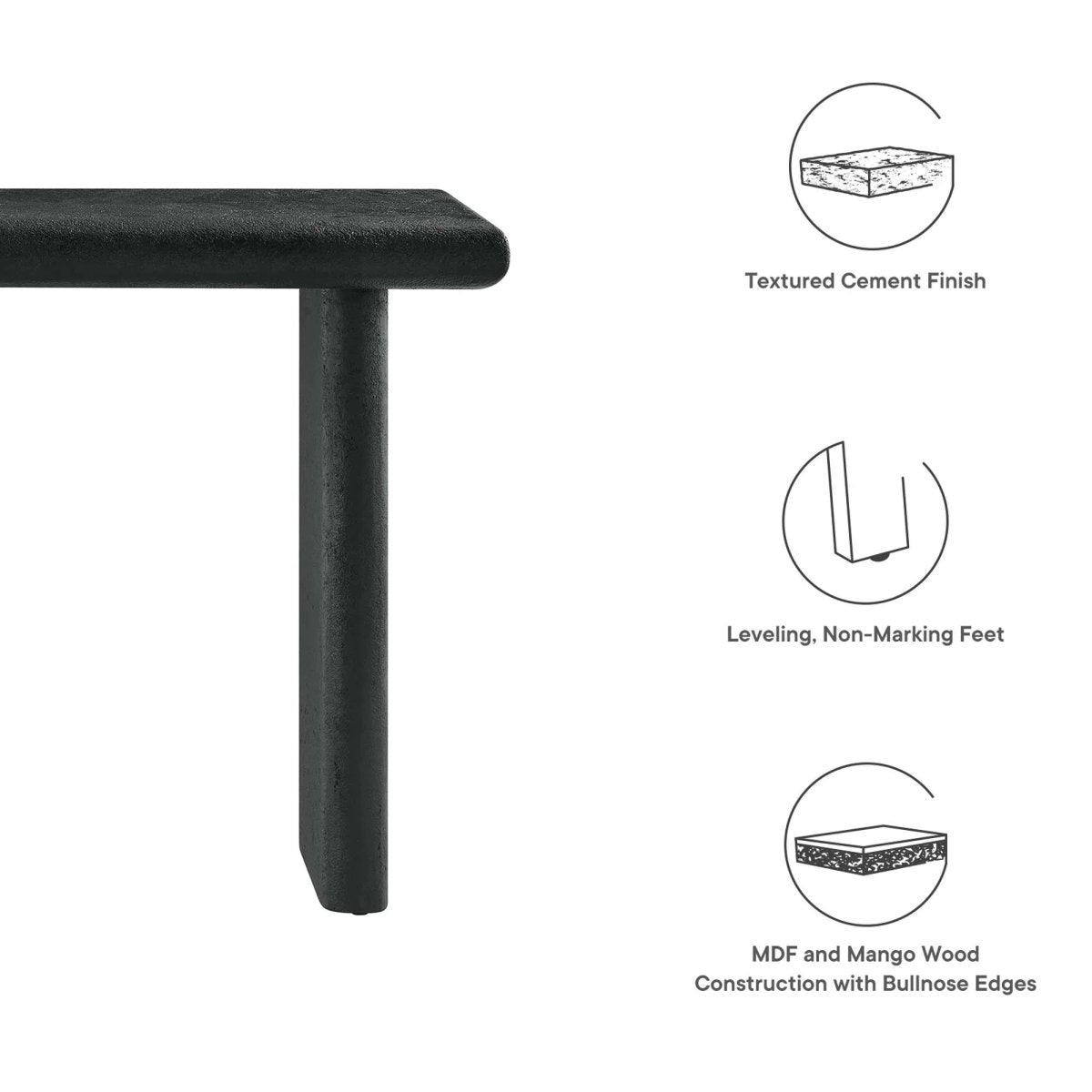 Concrete Textured Console Table with Wood Base – 52 Inch - Ottomans available at Alpine Outlets in Denver